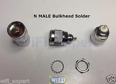 1 X N Male Plug Nut Bulkhead Solder Panel Mount Straight RF Coax Cable Connector • $8.49