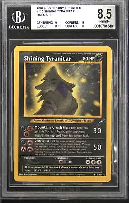 2002 113 Shining Tyranitar Secret Rare Pokemon TCG Card BGS 8.5 • $499.99