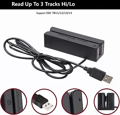 USB Magnetic Stripe Card Reader 3-Track POS Credit Card Reader Swiper Magstripe • $33.99