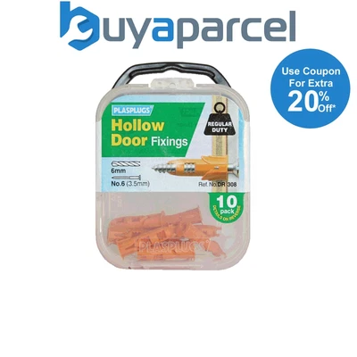 £5.12 • Buy Plasplugs DR308 DR 308 Hollow Door Fixings (10) PLADR308