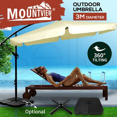 $105.99 • Buy Mountview 3M Outdoor Umbrella Beach Umbrellas Cantilever Garden Patio Base Stand