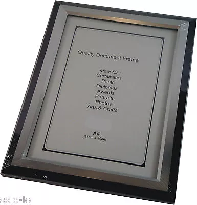 1pc Picture Photo A4 Frame Frames Black/Silver Certificate Documents GLASS FRONT • $24.98