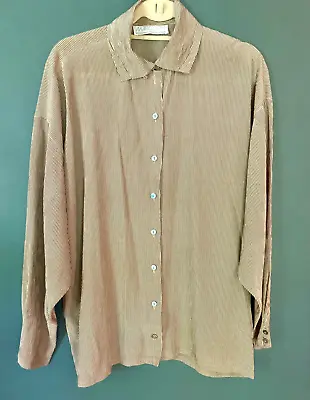 Marccain Marc Cain Sports Brown And Cream Silk Blouse Vintage 1980s • $10