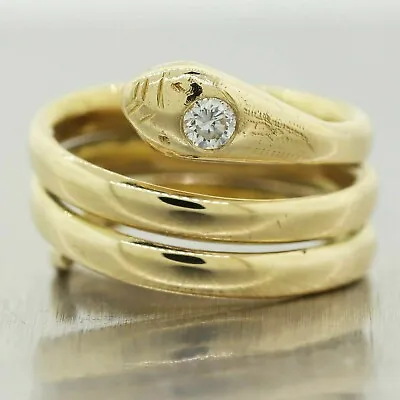Antique Lab Created Cocktail Moissanite Snake Ring 14k Yellow Gold Plated Silver • $229.45