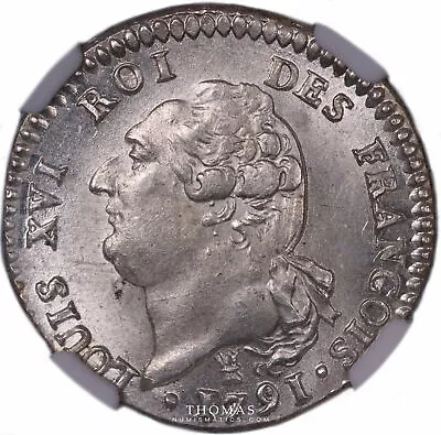 Coin - France Louis XVI Constitution 15 Sols François - 1791 I Limoges NGC • $1310