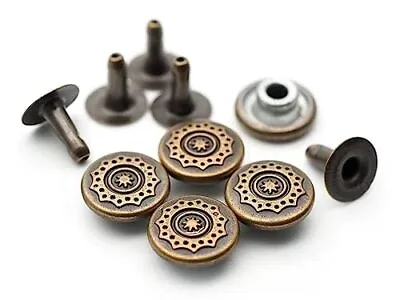 CRAFTMEMORE 3/8  Fancy Leather Rivets Round Rapid Rivet Studs For Bags Belts ... • $17.99