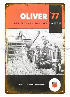 Home Decor Vases 1951 THE OLIVER ROW-CROP STANDARD 77 TRACTOR Metal Tin Sign • $18.89