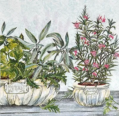 £1.45 • Buy 4x Paper Napkins Decoupage/craft Garden Herbs In The Pots French Rustic Style