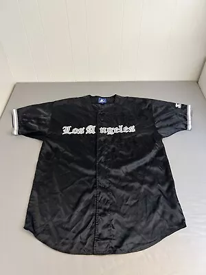 Vintage Los Angeles Raiders Starter Jersey XL Men Black Satin Football Button Up • $27.96