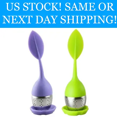 2 Pack Loose Leaf Tea Infuser With Drip Tray Silicone Stainless Steel Cozy Brew • $7.20