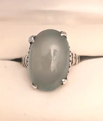Vintage Mings Of Hawaii Sterling & Pale Green Jade Ring Size 7.25 • $199