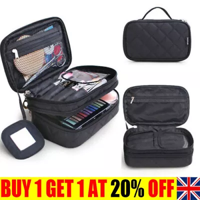 £8.79 • Buy 2 Layer Cosmetic Bag Organizer Make Up Case Travel Toiletry Storage Bag SO
