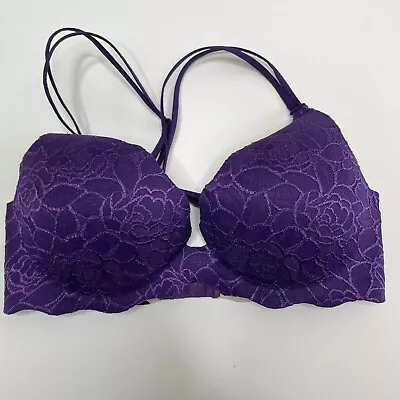 Victoria Secret Embrace Push Up Bra 34D Purple Lace Molded Underwire Multiway • $23