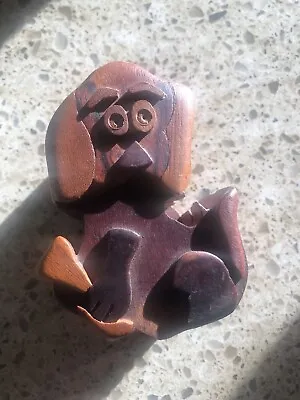 Hardwood Handicrafts Dog With Bone Puzzle Box Trinket / Stash Box • $15