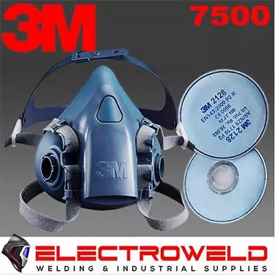 3M Respirator + 2128 P2 Filters - Reusable Half Face Welding Paint Gas Dust 7500 • $101.95