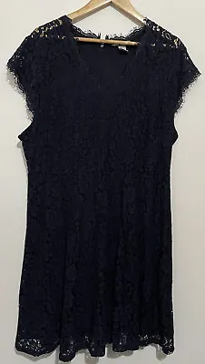 $22.46 • Buy H & M Size XL Women’s Dress Lace Navy Floral Short Sleeves V-Neck Zipper Casual