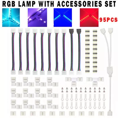 95pcs/Set 4 Pin SMD RGB LED Strip Light Cable Wire Connectors Kit PVC • £11.99