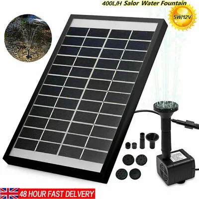 5W 400L/H Solar Fountain Garden Pool Pond Water Feature Pump Fish Aquarium UK • £11.99