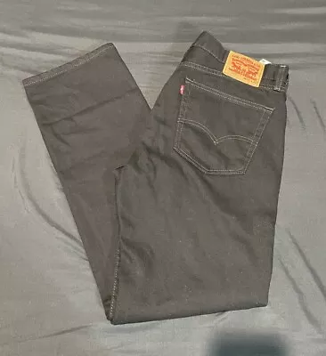 Levis Jeans Mens 36X32 Black 505 Straight Dark Wash Denim Adult Pants Western • $19.50