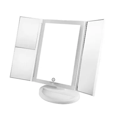  Tri-Fold Lighted Mirror With LED Lights Touch Screen Makeup Mirror • $1