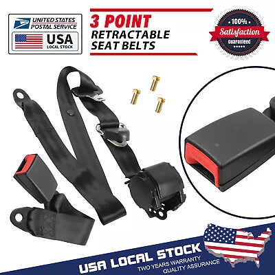 1 × Retractable 3 Point Safety Seat Belt Strap Car Vehicle Adjustable Belt Black • $31.99