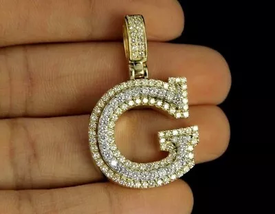 14k Yellow Gold Plated 1 Ct Moissanite Alphabet Initial Charm Pendant G Letter • $102.39