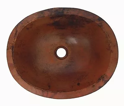 Mexican Copper Bathroom Sink Hand Hammered Oval Drop In  01 Stained Patina • $125.99