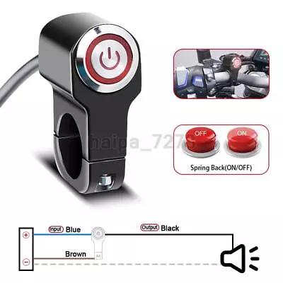 7/8  Motorcycle Switches Handlebar Momentary Horn Start Switch Button Light Red • $10.99