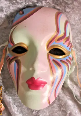 Vintage Mardi Gras Ceramic Mask Painted Signed By Sally New Orleans 7  X 5  • $23.95