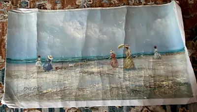 Marie Charlot Ladies At The Beach Large Oil On Canvas Signed Original 48  X 26  • $179.99