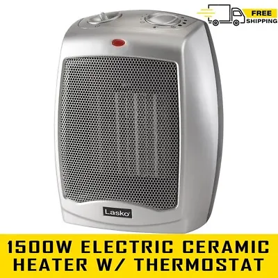 $31.95 • Buy Portable 1500W Electric Ceramic Space Heater With Adjustable Thermostat - Silver