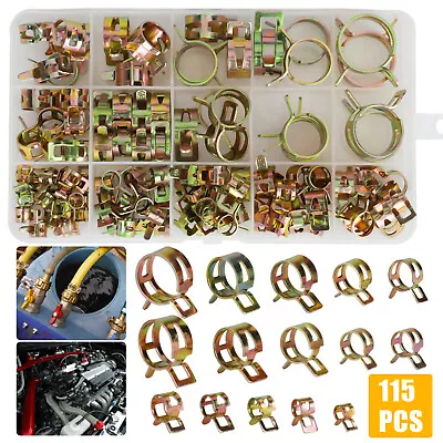 115PCS Adjustable Hose Clamps Assortment Kit Water Fuel Tube Air Pipe Steel Clip • $13.98