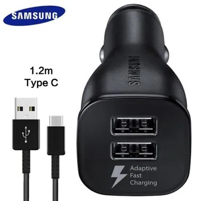 SAMSUNG Galaxy Fast Car Charger DUAL PORT + Type-C Cable S20 100% Genuine • £8.45