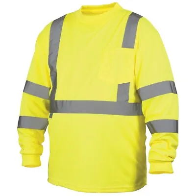 Ansi Class 3 Hi Vis Reflective Visibility Long Sleeve Road Work Safety T Shirt • $13.89