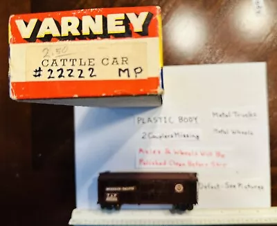 HO- VARNEY - MISSOURI PACIFIC CATTLE CAR #22222 - Vintage- Typical Warped Sides • $8