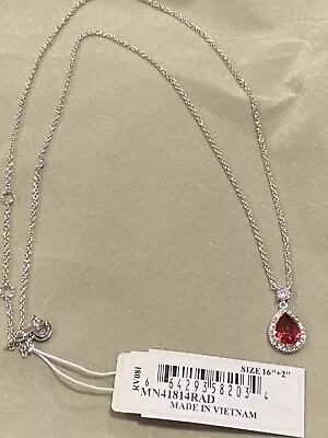 Nadri Cubic Zirconia Pear Pendant Rhodium Plated Necklace • $26.99