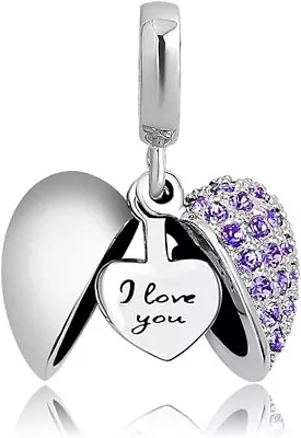 Authentic I Love You Heart Charm Beads Suits Pandora Bracelet Mom Wife Gift NEW • $15.59