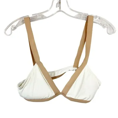 L*Space Charlie Classic Bikini Top In White & Tan - Size Small • $11.99