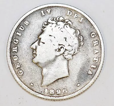 1826 George IV Sterling .925 Silver Shilling Fine Condition • £1.71