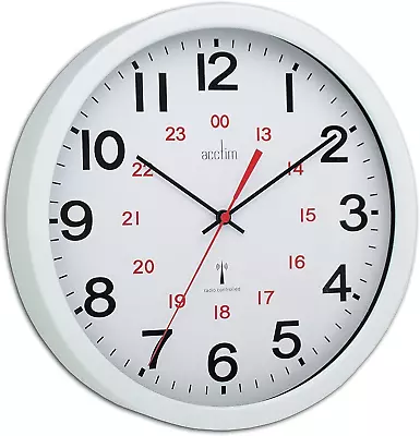 Acctim Wall Clock Radio Controlled 30cm Wht 74172 White 36 5 Cm • £52.73