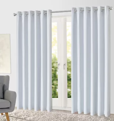 Blackout Eyelet Curtain  Pure Fabric Blockout Drapes Room Darkening  6 Colors  • $20.99