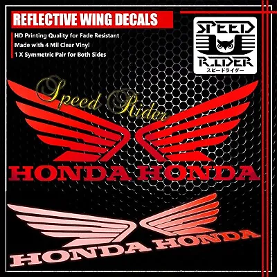 $12.95 • Buy Red Reflective Fender/fairing/gas/fuel/tank Honda Wing Logo Sticker Trim Decal
