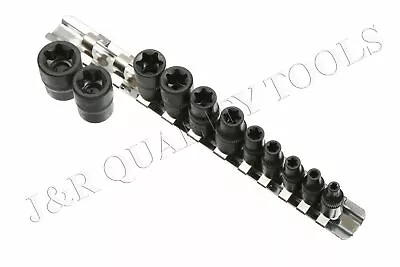 11pc External Torx Torque Star Socket Bit Set 3/8  & 1/4  Dr. (E4-E20) E-Socket • $12.95