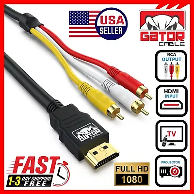 $17.98 • Buy HDMI To 3 RCA Video Audio AV Component Converter Adapter HD Cable 1080P HDTV 5FT