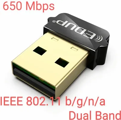 EDUP Mini Dual Band 650Mbps USB WiFi Wireless Adapter Network Card 2.4/5GHz  • $7.99