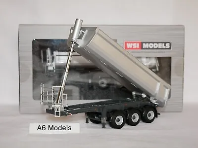 WSI Models ~ Half Pipe Tipper Trailer 3 Axle (White Line) In Silver 03-2000 • $144.98