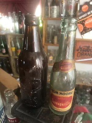 Two Root Beer Bottles A&W Embossed And A Tom Moore Paper Label • $9.99