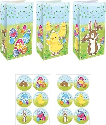 Easter Gift Paper Bags Bags With Handle Candy Treat Bags Party Bags Goodies X6 • £2.89