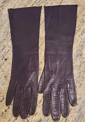 Vintage Size M 7 Brown Soft Leather 14.5  Long Formal Opera Gloves • $26