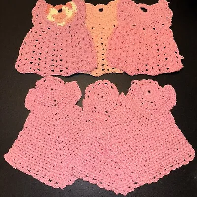 Lot 6 Vintage Hot Pads Oven Mits Hand Made Dresses Angels Pink Victorian • £8.01